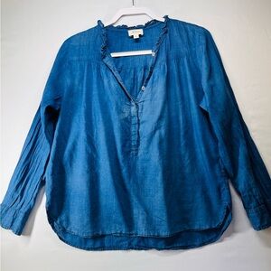 J. Crew Blue Blouse with Ruffled Collar